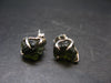 Natural Moldavite Tektite Raw Stud Earrings In Sterling Silver From Czech Republic - 2.10 Grams