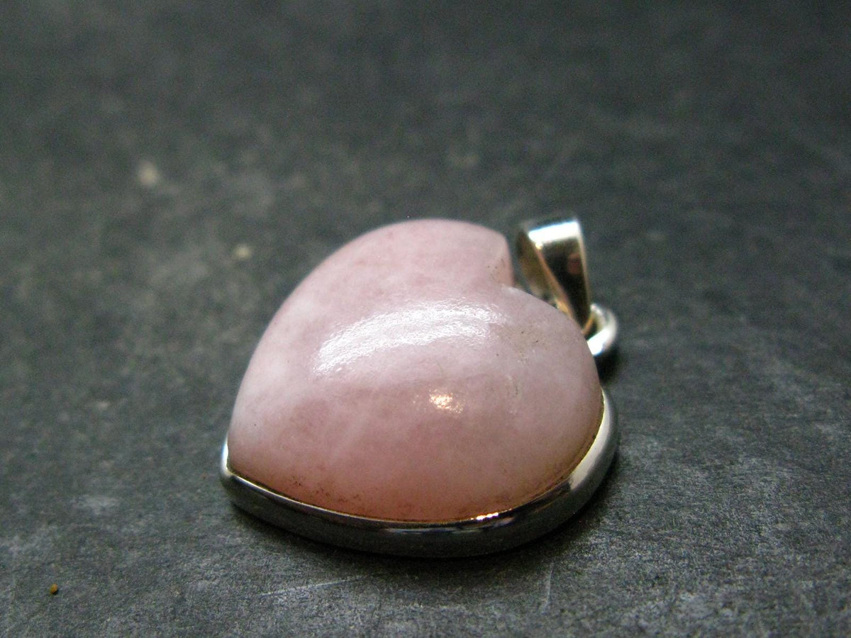 Pink Petalite Silver Heart Pendant from Canada - 1.0" - 4.31 Grams