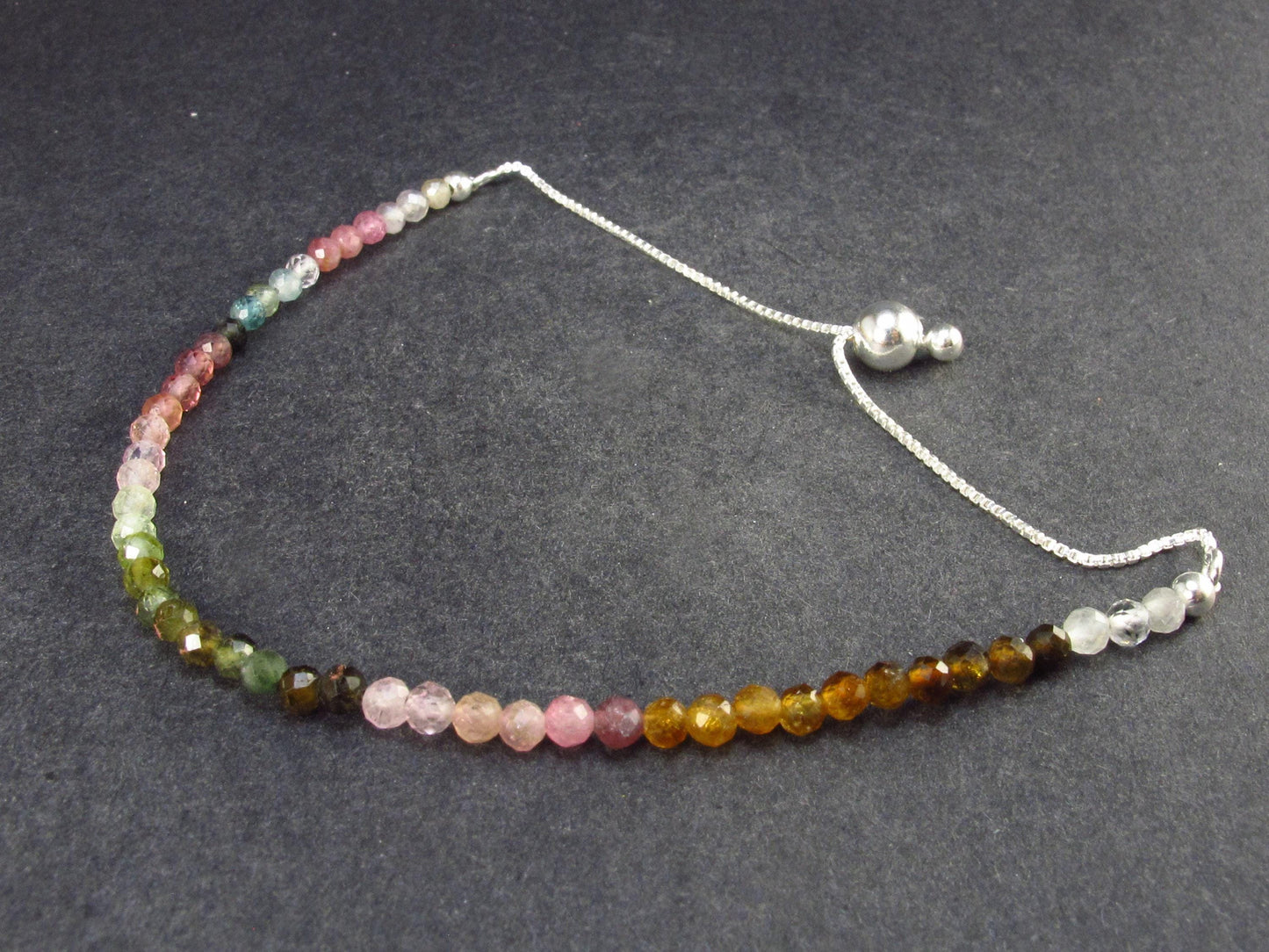 Watermelon Tourmaline Silver Bracelet From Brazil - Size Adjustable - 2.84 Grams