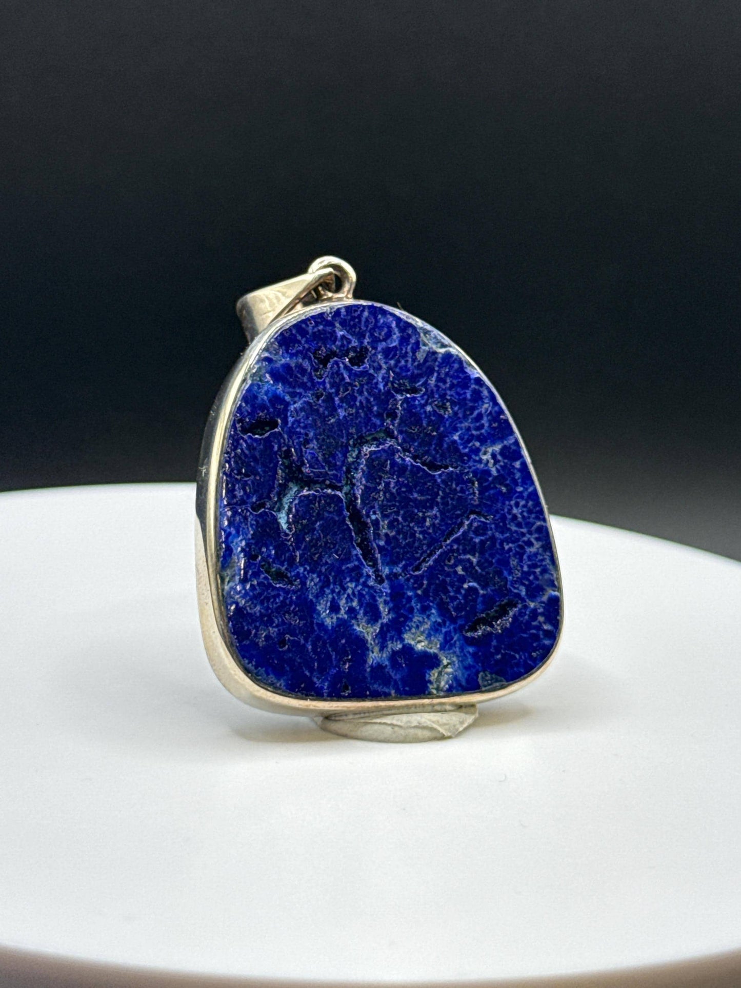 Natural Azurite Statement Charm | Sterling Silver Setting
