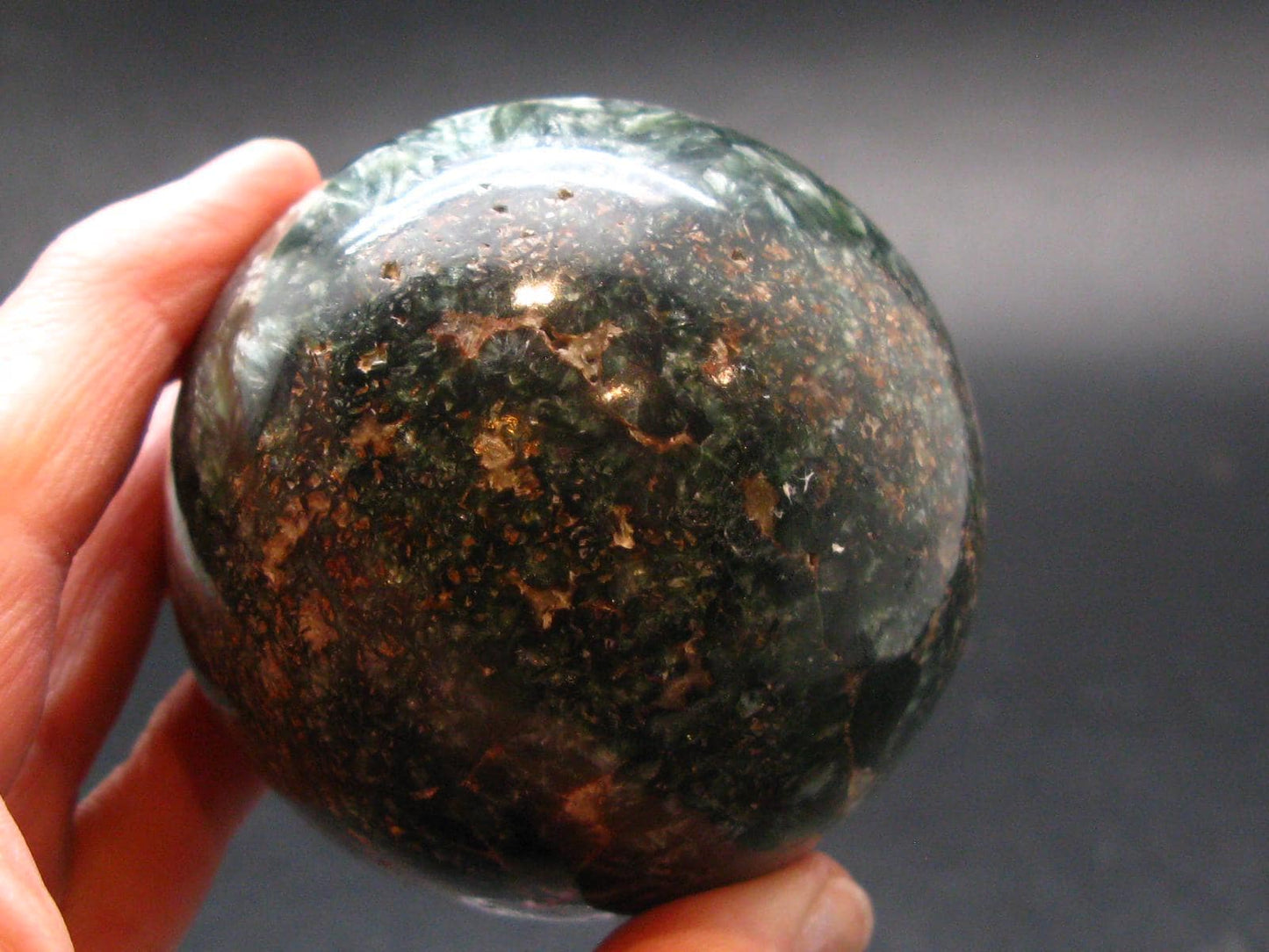 Nice Polished Seraphinite Clinochlore Sphere From Russia - 2.3"