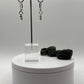 Sterling Silver Moldavite Drop Earrings - Weight 4.20 Grams