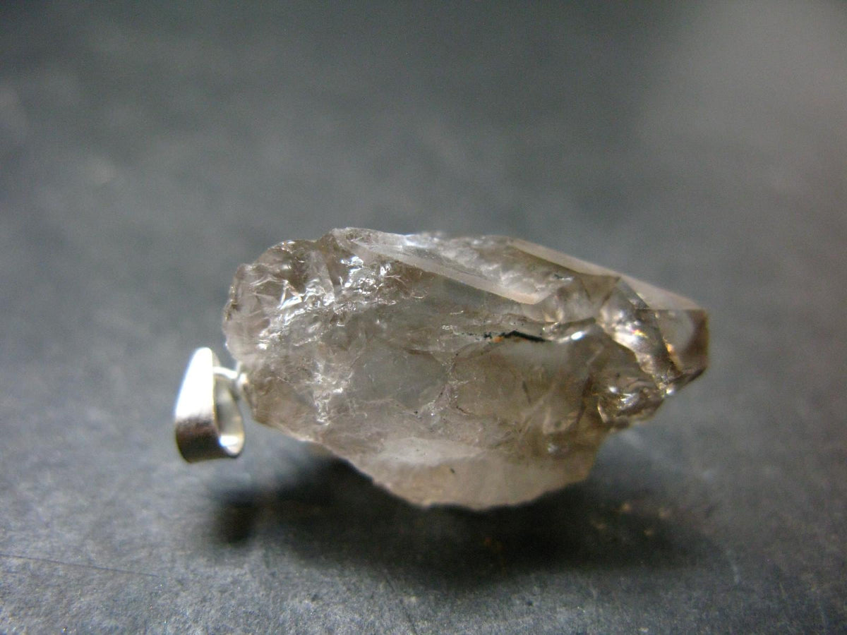 Large DT Elestial Quartz Crystal Silver Pendant From Brazil - 1.1" - 4.16 Grams
