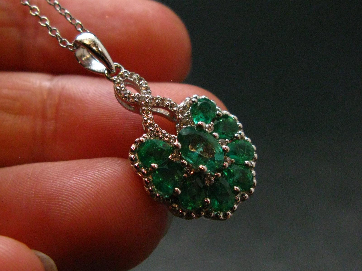 Emerald Silver Pendant W/Chain From Colombia - 3.68 Grams Total
