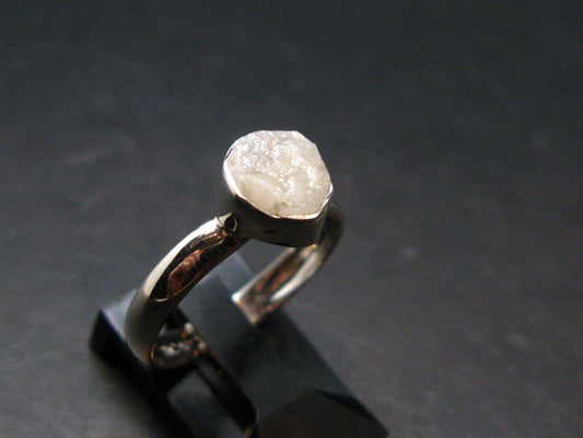 Very Rare White Cryolite 925 Silver Ring from Greenland - Size 7 - 1.90 Grams