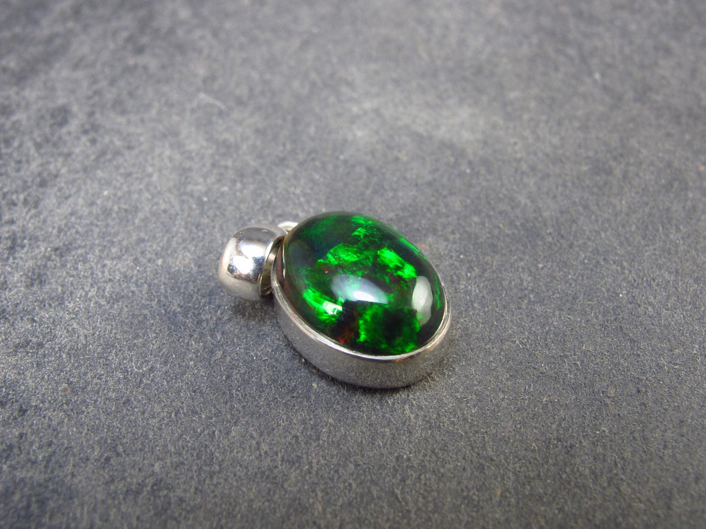 Rare Black Opal Sterling Silver Pendant from Australia - 0.7" - 1.65 Grams