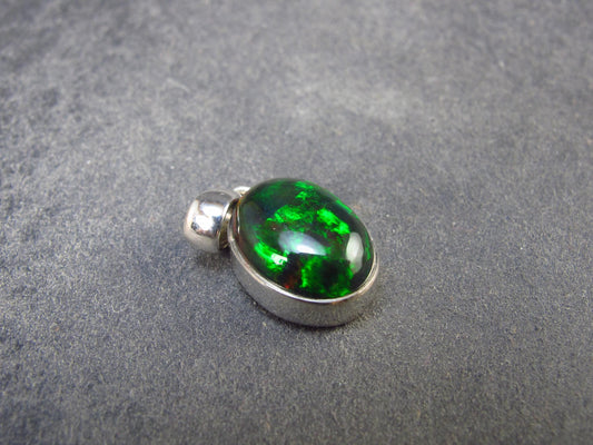 Rare Black Opal Sterling Silver Pendant from Australia - 0.7" - 1.65 Grams