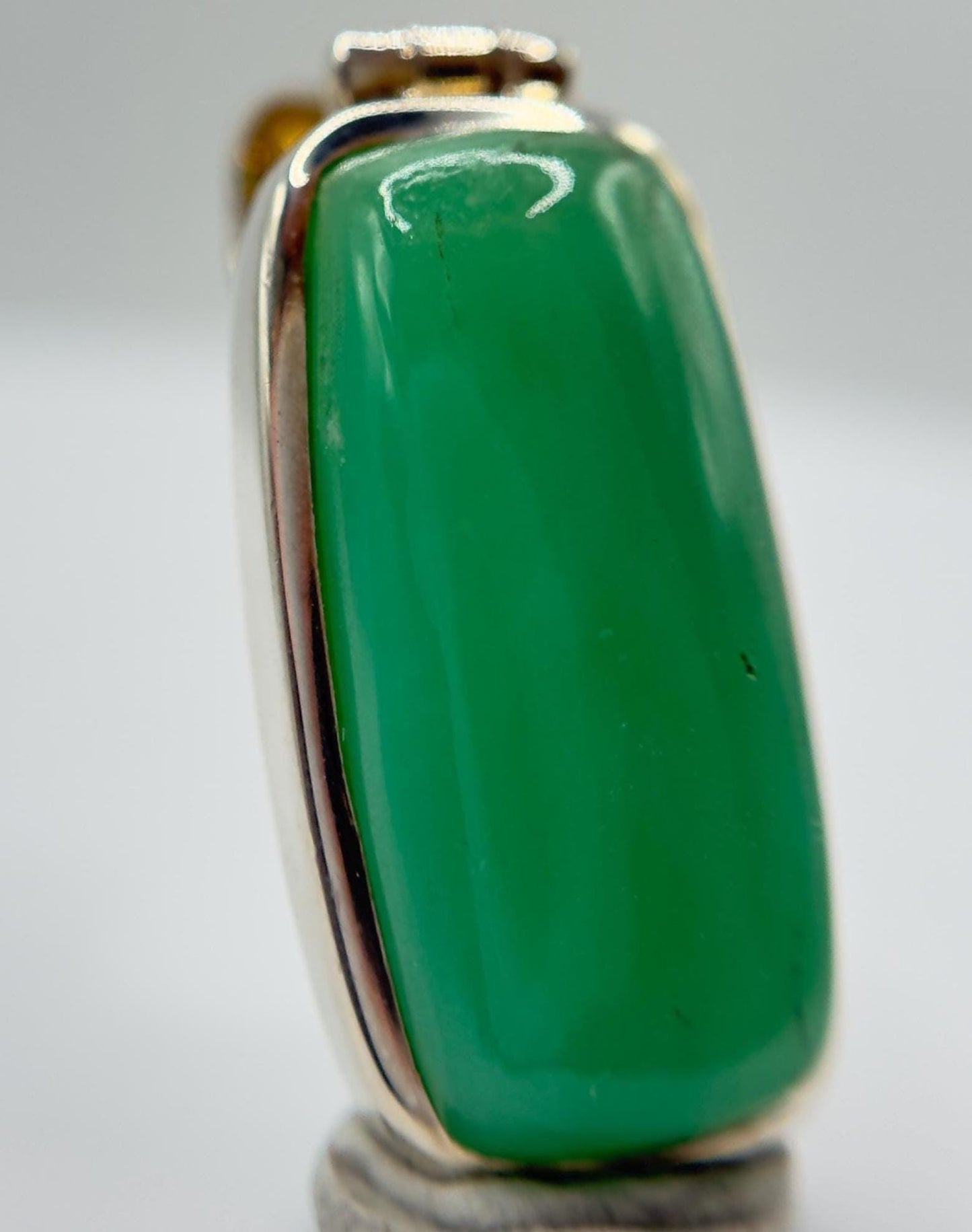 Natural Chrysoprase Pendant – Green Gemstone Sterling Silver Jewelry - Weight 6.07 g