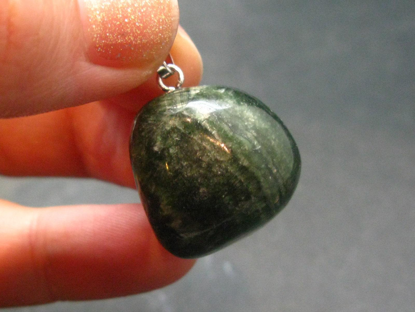 Seraphinite Clinochlore Silver Pendant From Russia - 1.1''