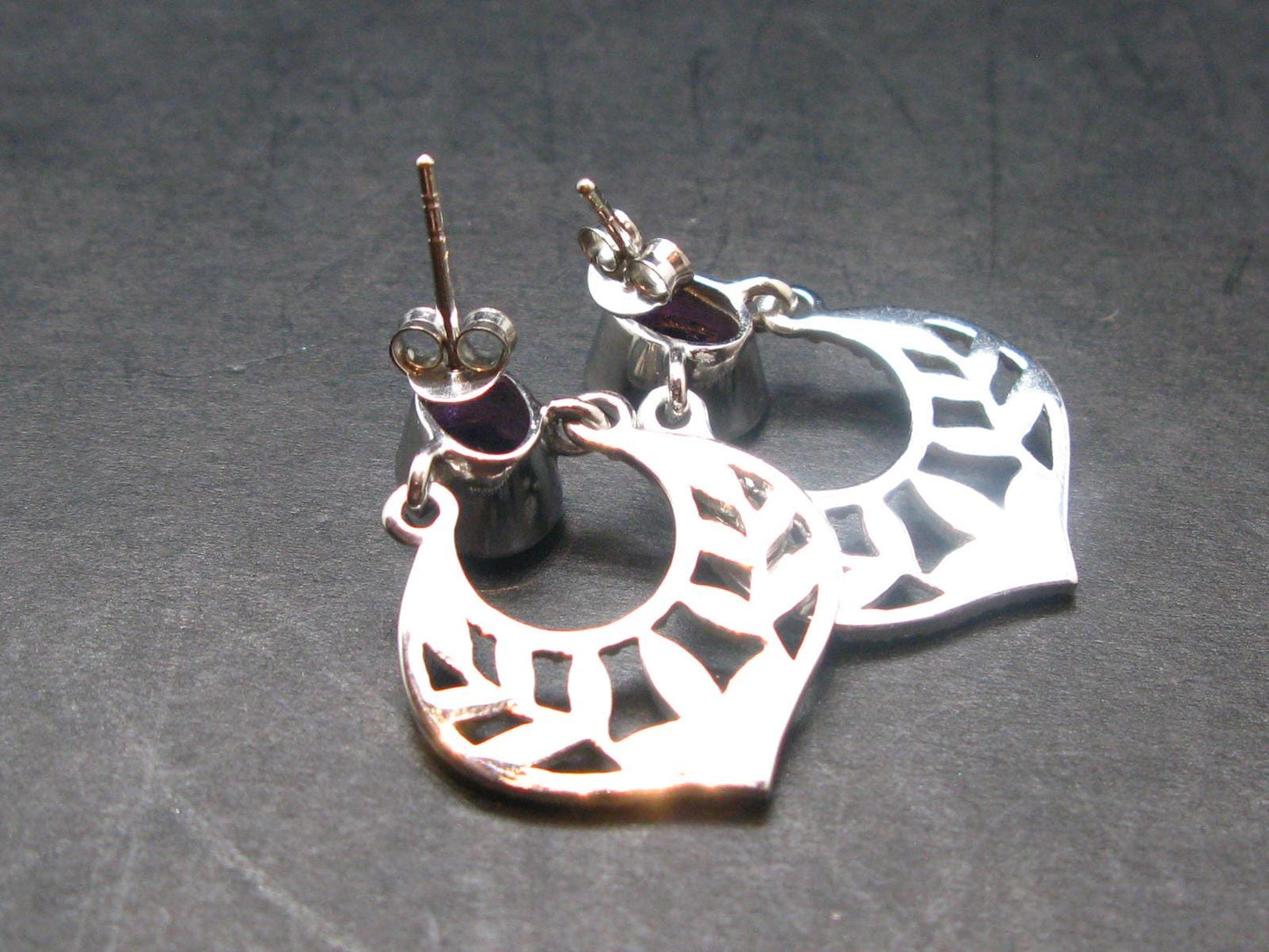 Faceted Natural Amethyst 925 Sterling Silver Earrings - 1.0" - 5.94 Grams