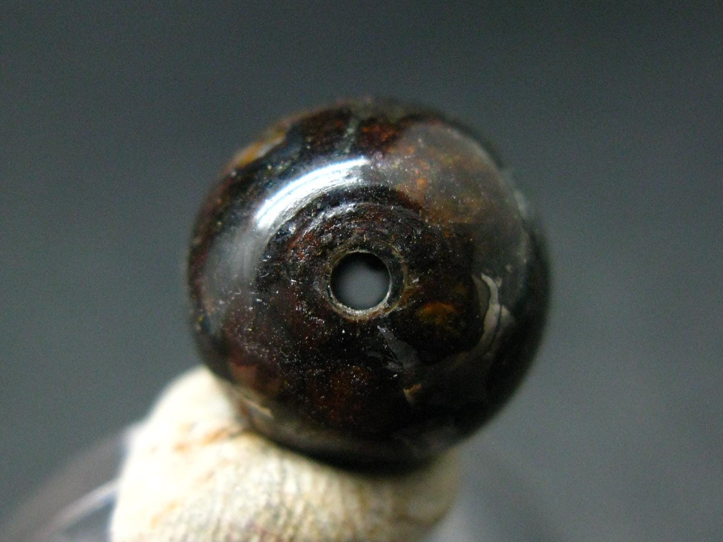 Pallasite Olivine Brahin Meteorite 14mm Round Bead from Belarus - 5.78 Grams