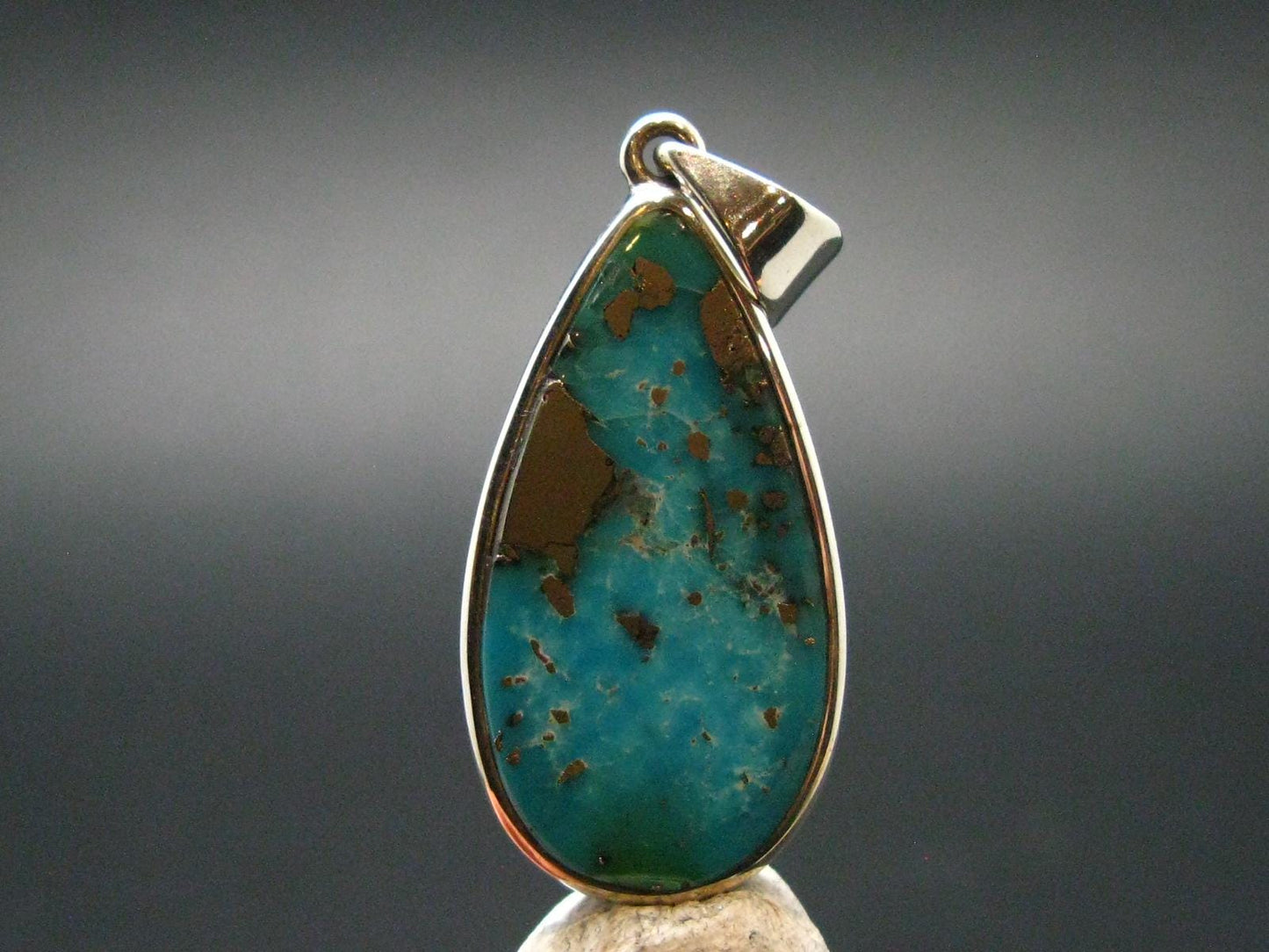 Turquoise Silver Pendant - 1.6" - 6.07 Grams