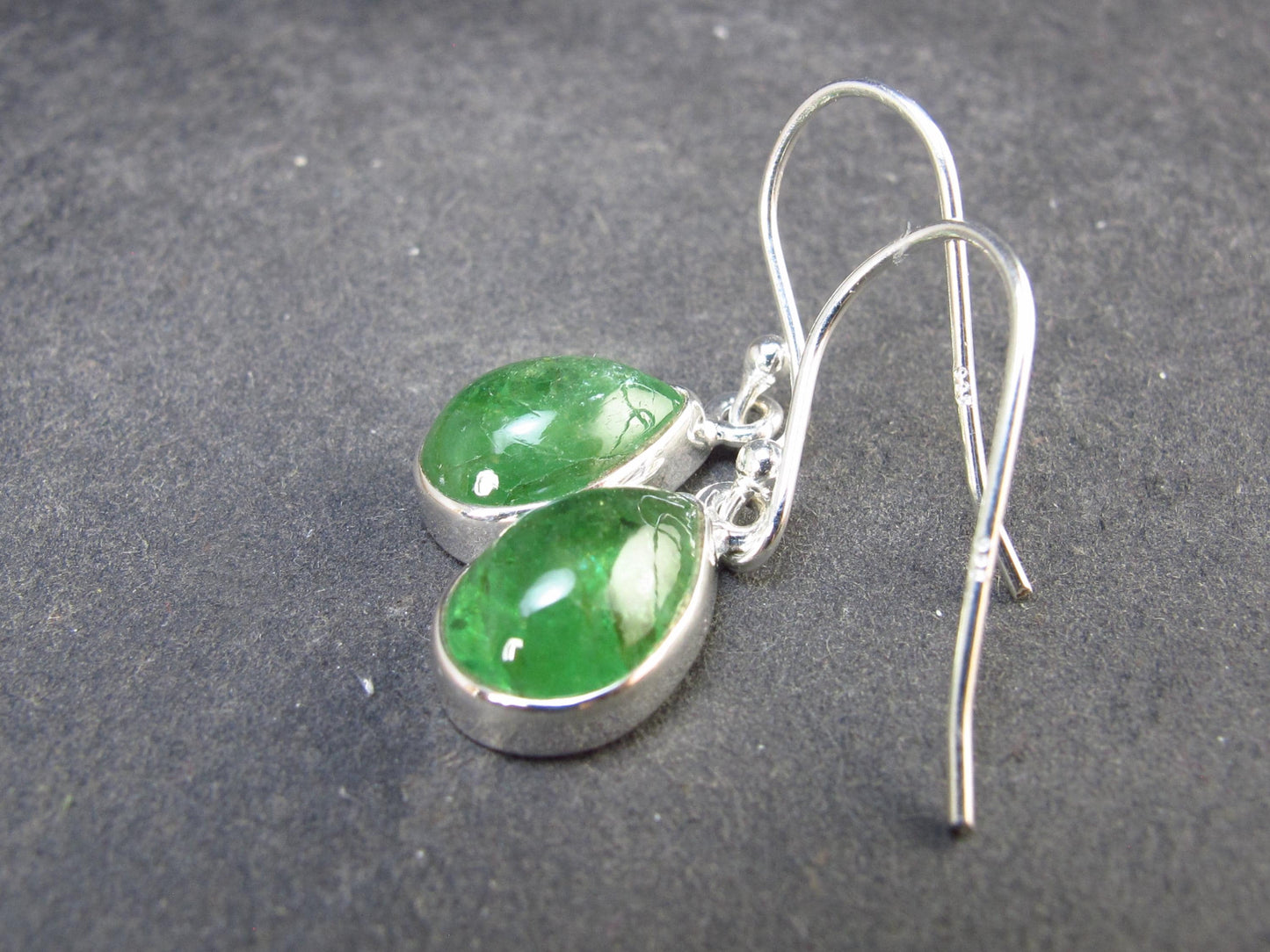 Tsavorite Gem Green Garnet Sterling Silver Earrings from Tanzania - 3.16 Grams