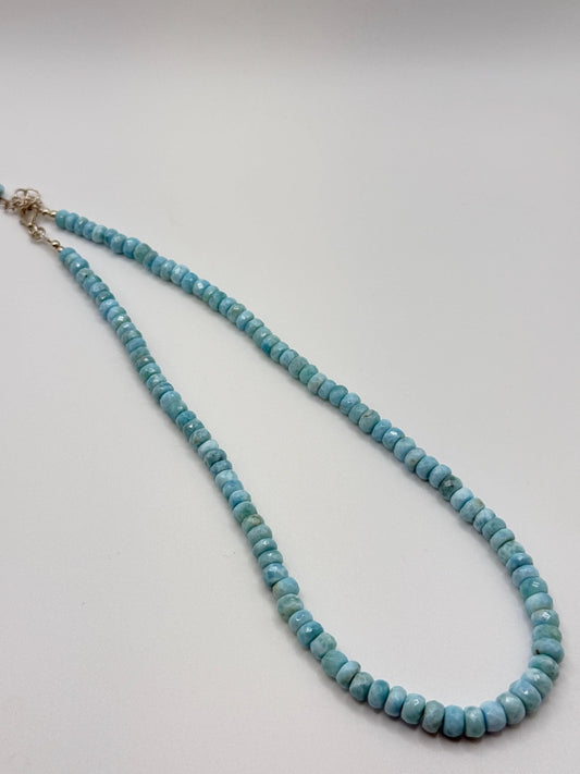 Blue Larimar Bead Necklace Natural Gemstone Necklace Ocean Style Jewelry Gift
