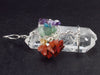 Quartz Crystal with 7 Chakra Tumbled Gemstone Tree of Life Pendant - 2.8"