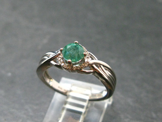 Emerald Faceted Silver Ring from Colombia - 3.11 Grams Total - Size 7