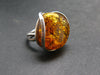 Natural Baltic Amber 925 Silver Ring - Size Adjustable