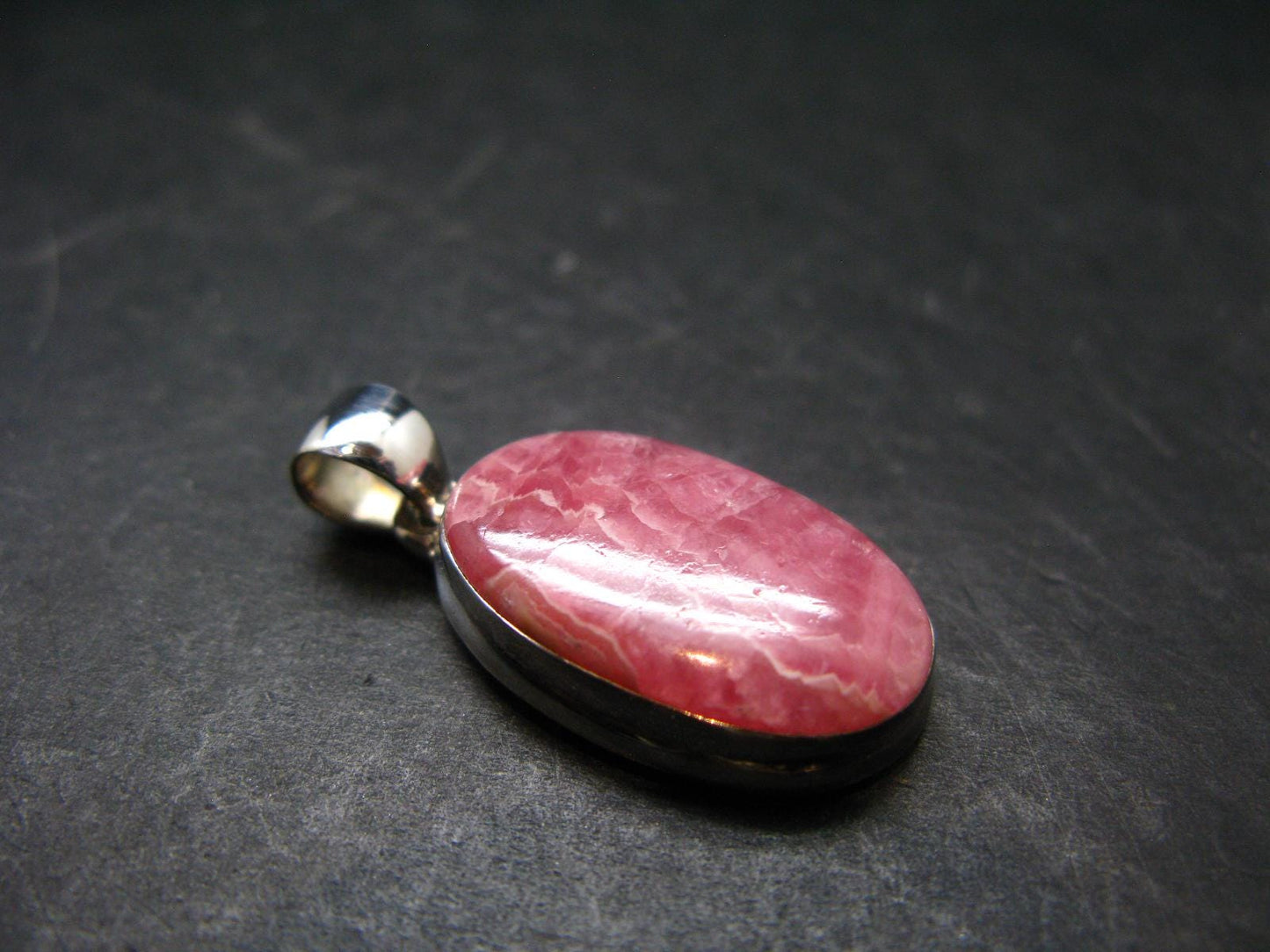 Rhodochrosite Sterling Silver Pendant From Argentina - 1.2" - 6.0 Grams