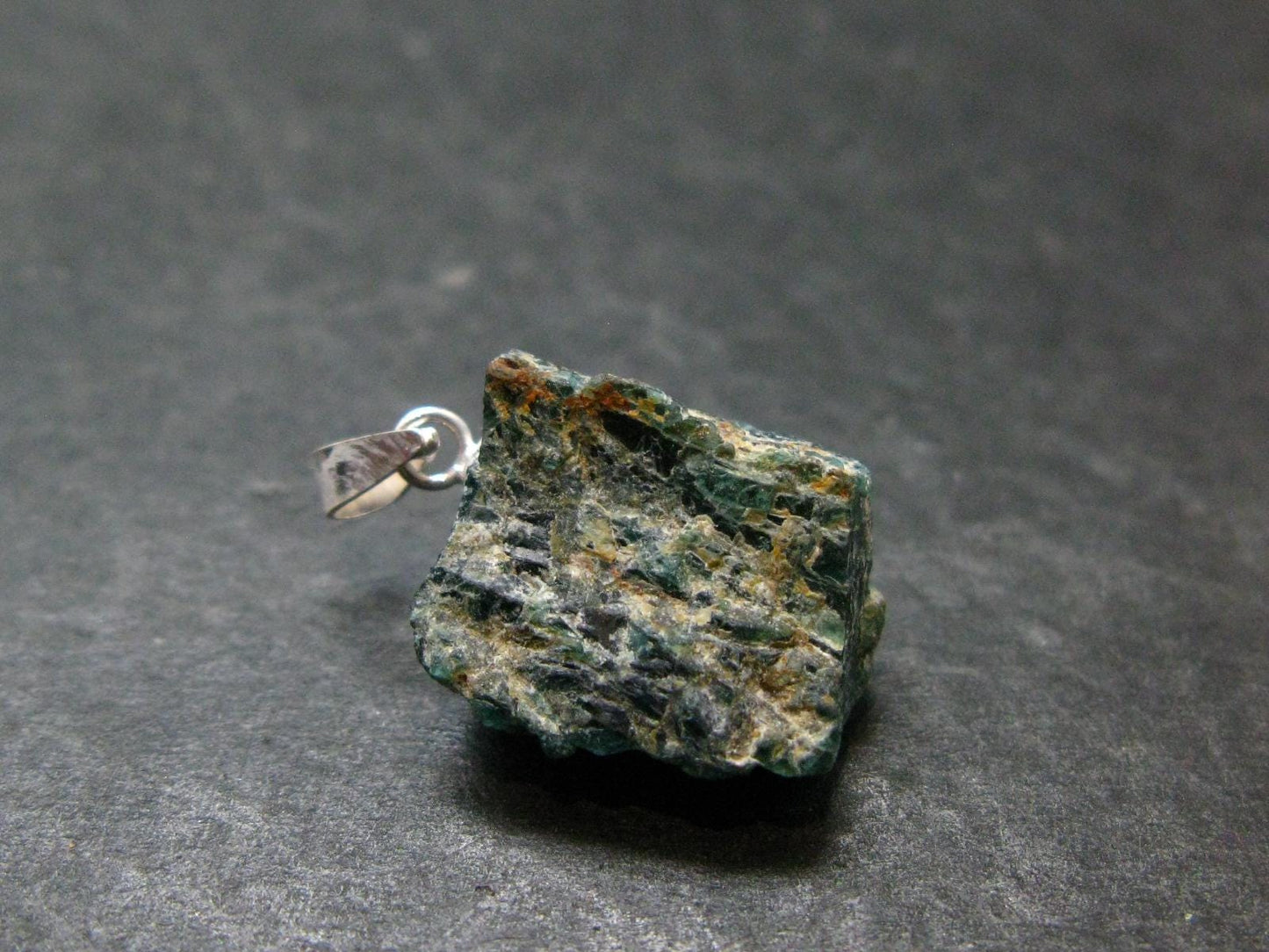 Extremely Rare Rough Grandidierite Silver Pendant From Madagascar - 0.9" - 2.94 Grams