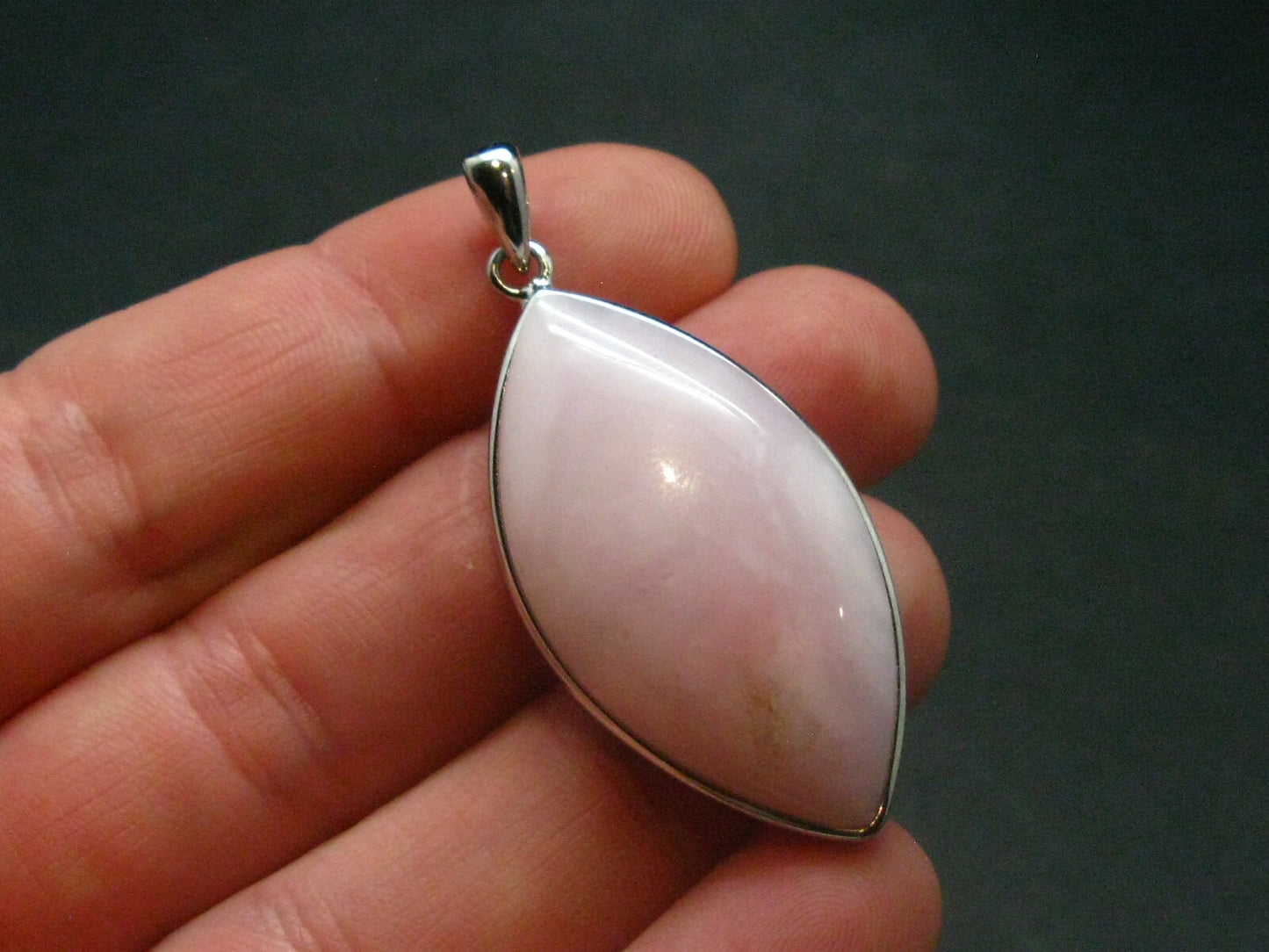Pink Opal Sterling Silver Pendant From Peru - 1.7"
