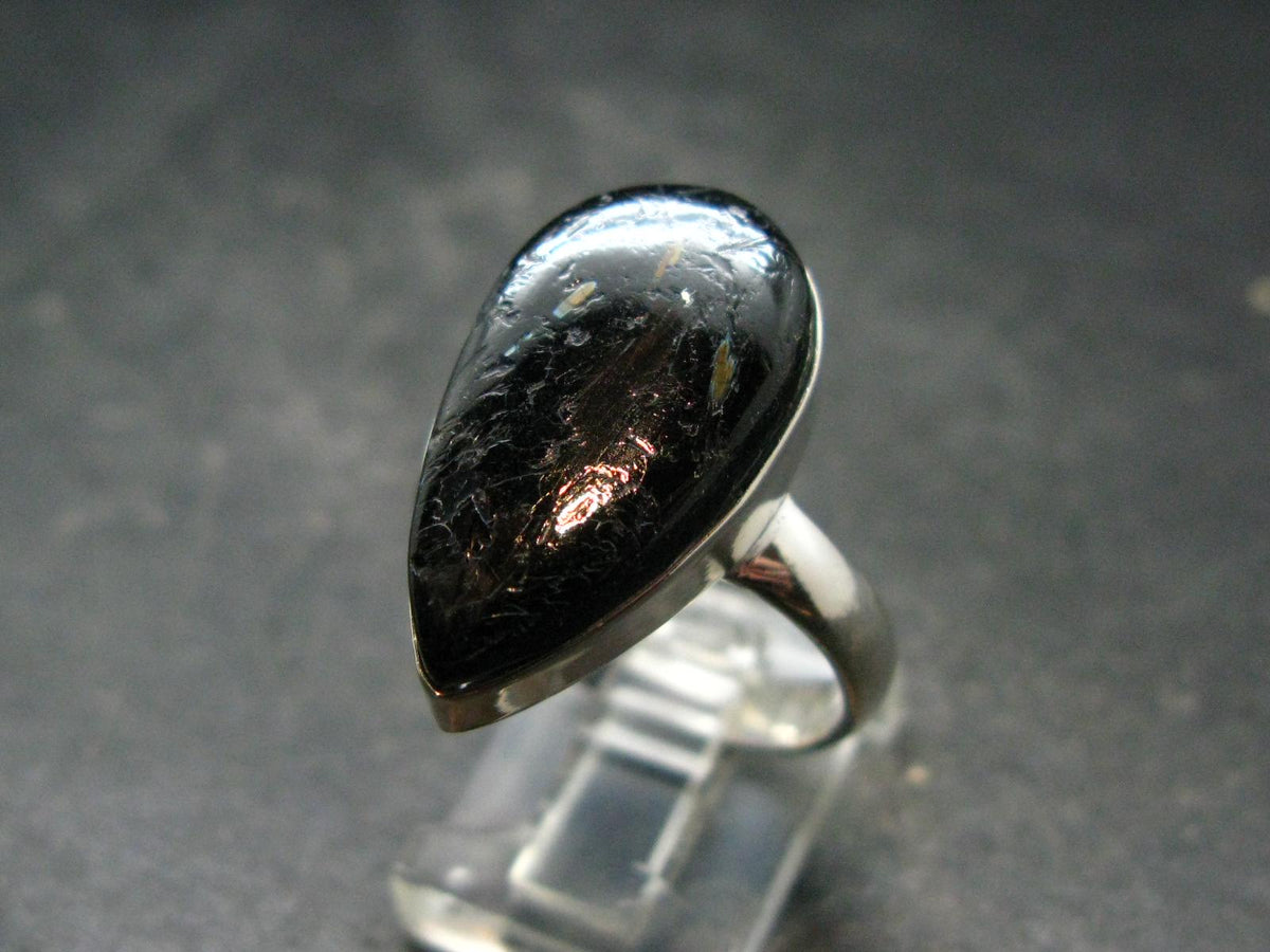Very Rare Nuumite Nuummite Sterling Silver Plated Ring from Greenland - 5.94 Grams - Size 9