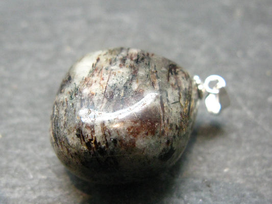 Tumbled Astrophylite Astrophyllite Silver Pendant From Russia - 1.1"