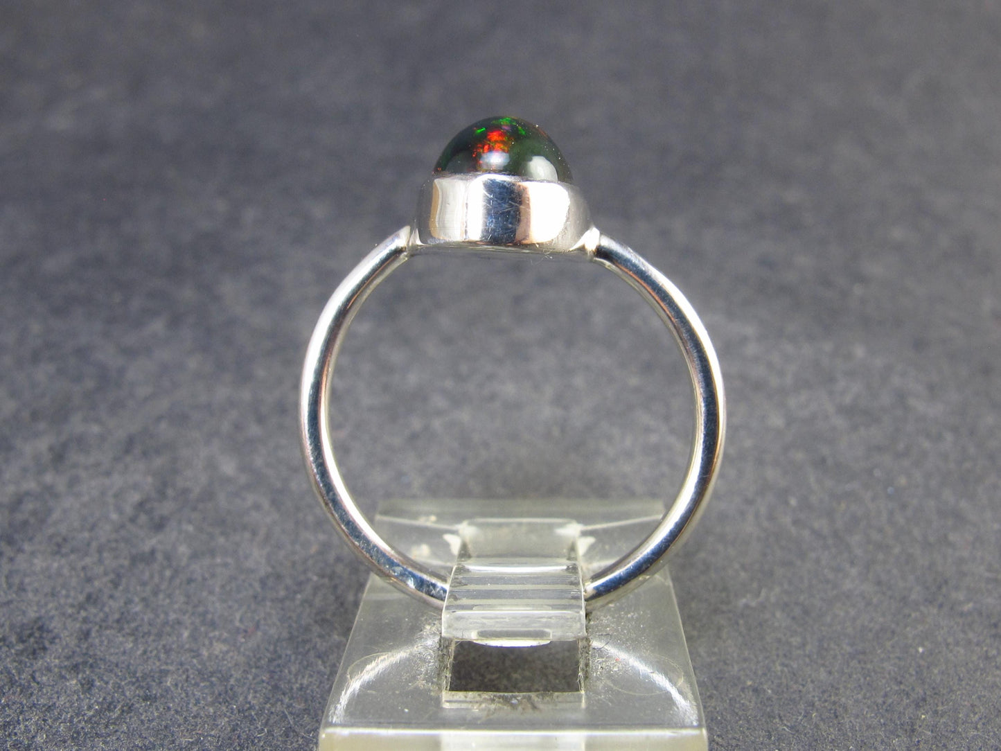 Rare Black Opal Sterling Silver Ring from Australia - Size 6.25 - 2.18 Grams