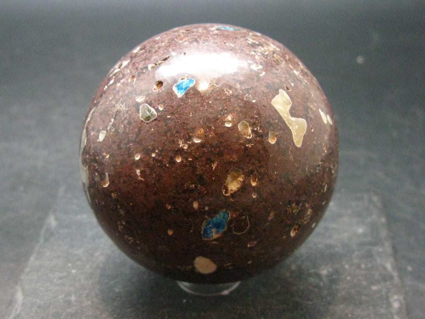 Cavansite in Stilbite Sphere From India - 2.3"