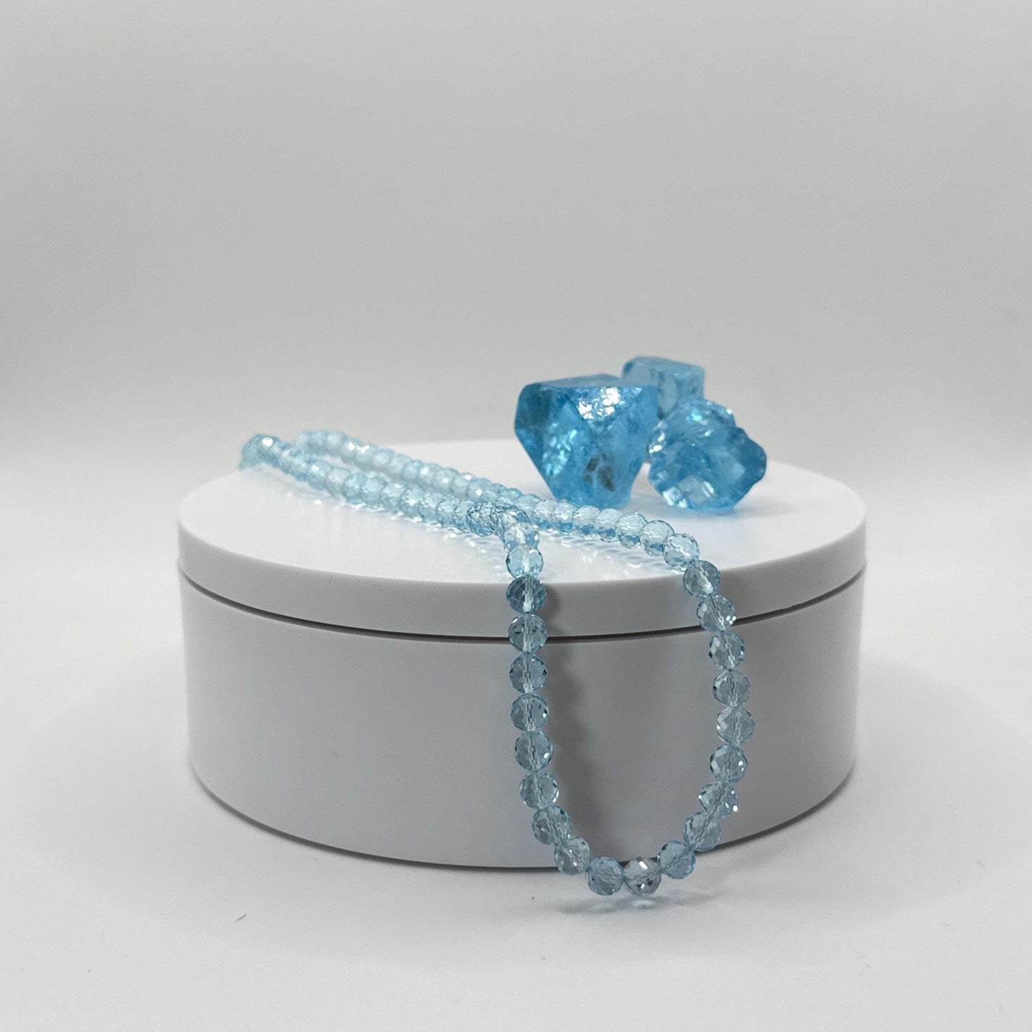 Swiss Blue Topaz Beaded Necklace – Natural Gemstone Elegance - 25.96 Grams