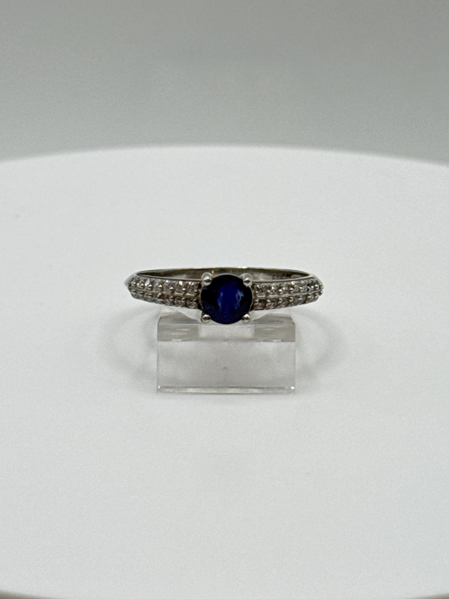 Blue Sapphire Sterling Silver Ring: September Birthstone, Size 8