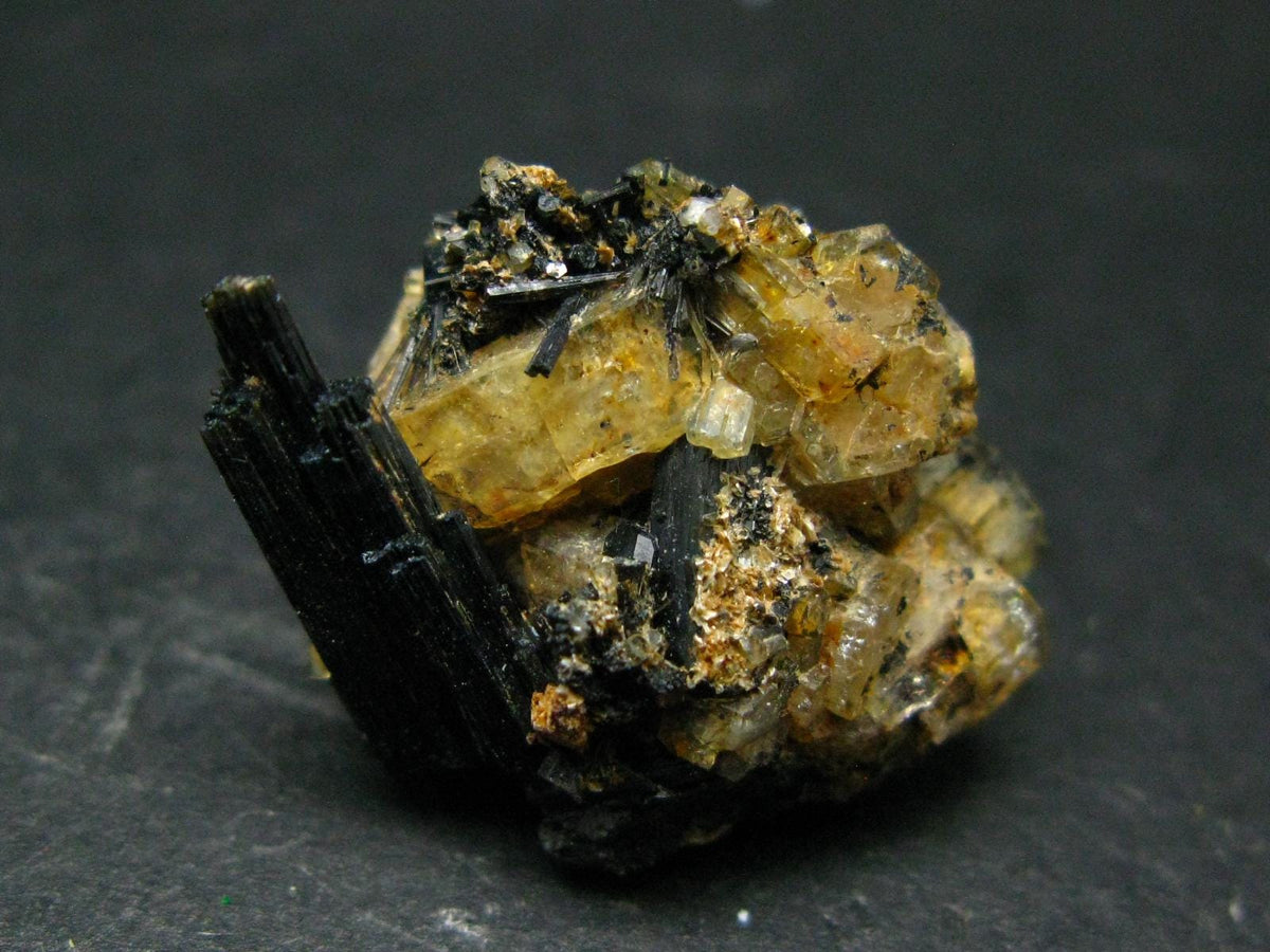 Clear Goshenite Beryl on Black Tourmaline Cluster From Namibia - 1.2" - 8.94 Grams