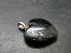 Silver Nuumite Nuummite Heart Pendant From Greenland - 1.0" - 3.77 Grams