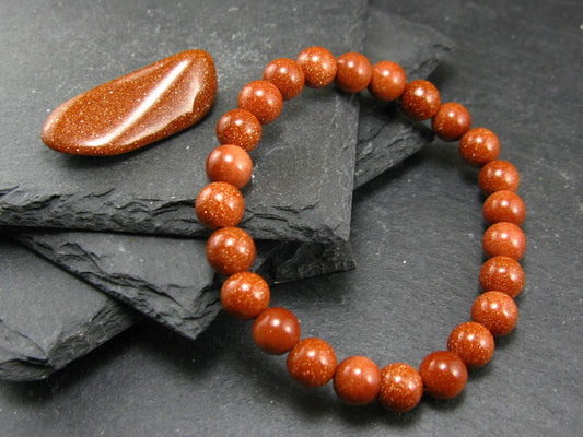 Goldstone Genuine Bracelet ~ 7 Inches ~ 8mm Round Beads