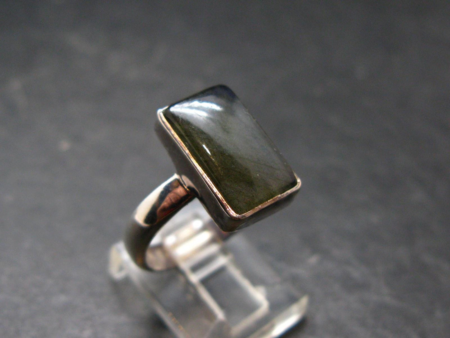 Labradorite Cabochon Silver Ring From Madagascar - 5.09 Grams - Size 8