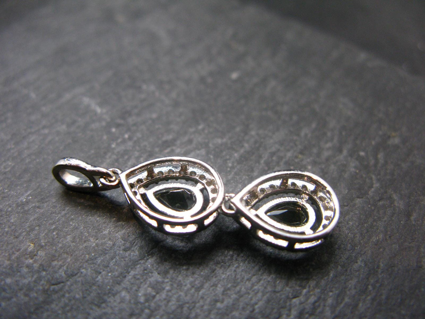 Moldavite Tektite Silver Pendant from Czech Republic - 1.3" - 2.28 Grams