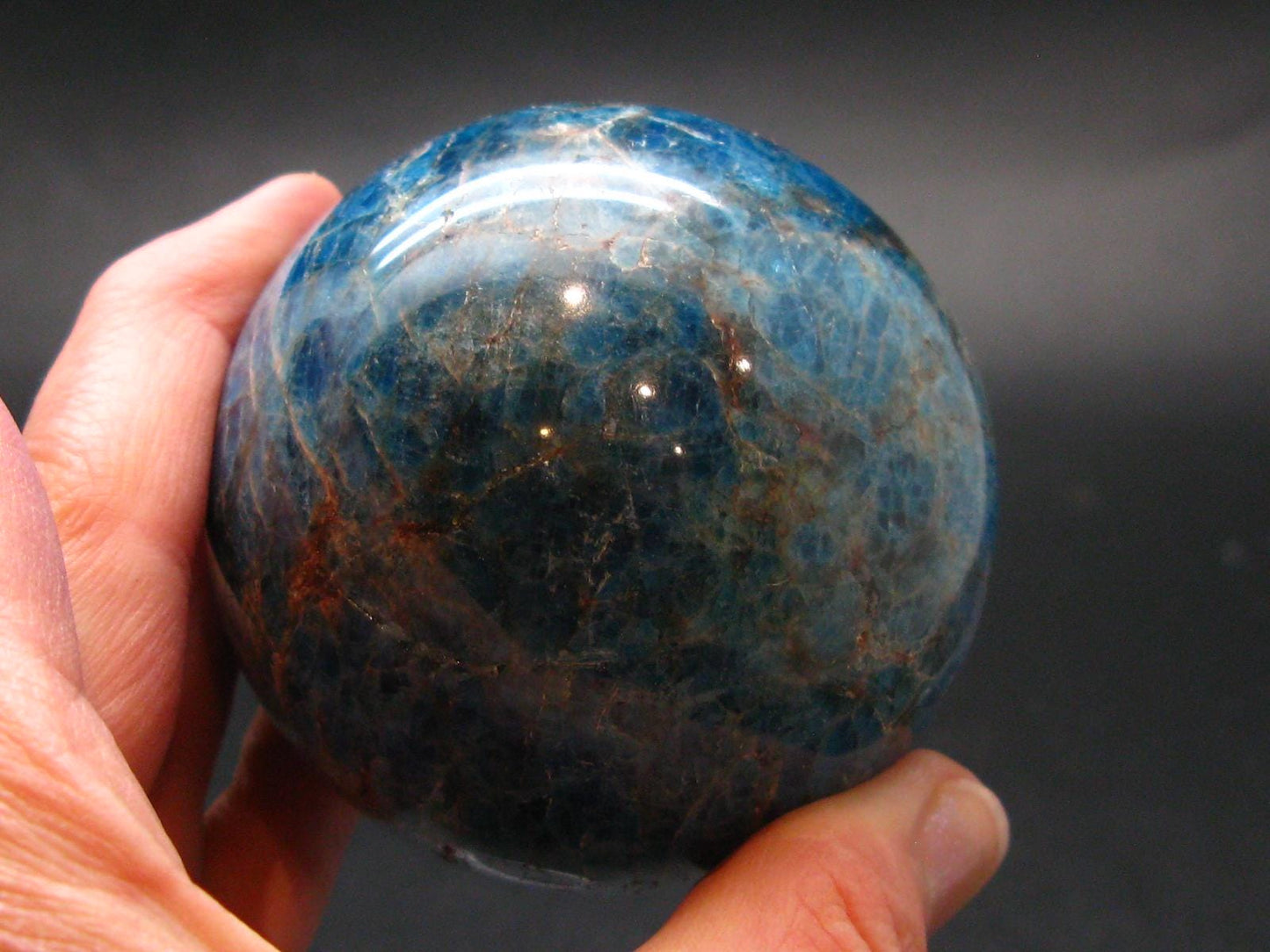 Large neon blue Apatite sphere from Madagascar- 362.8 - 2.3"