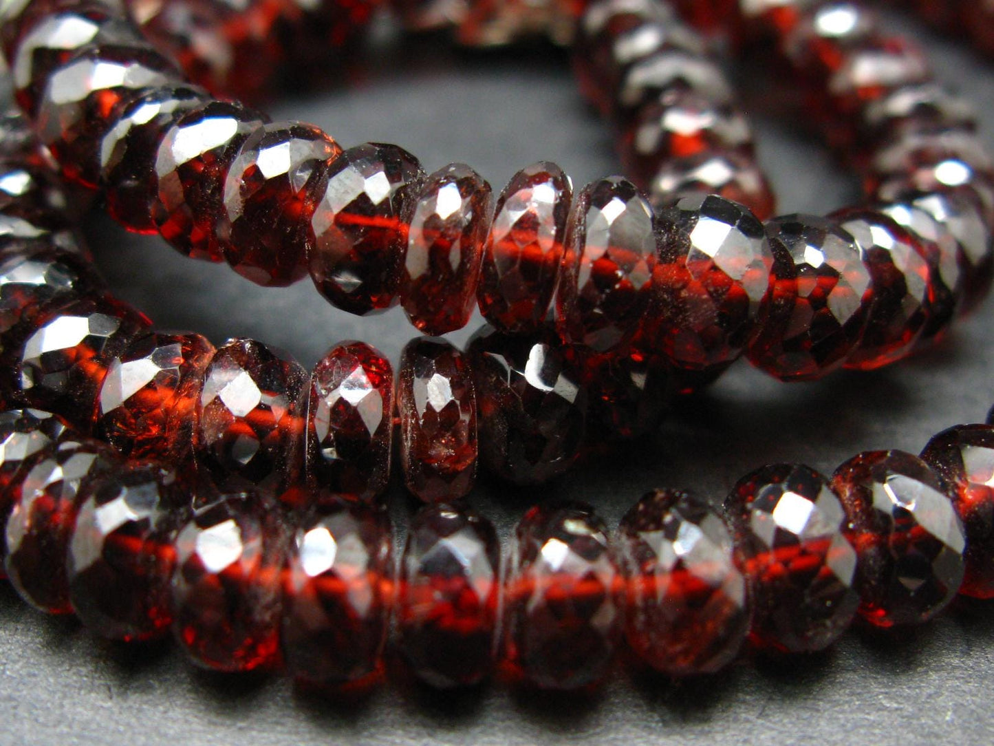 Gem Red Garnet Almandine Beads Silver Necklace from India - 17.5" - 43.8 Grams