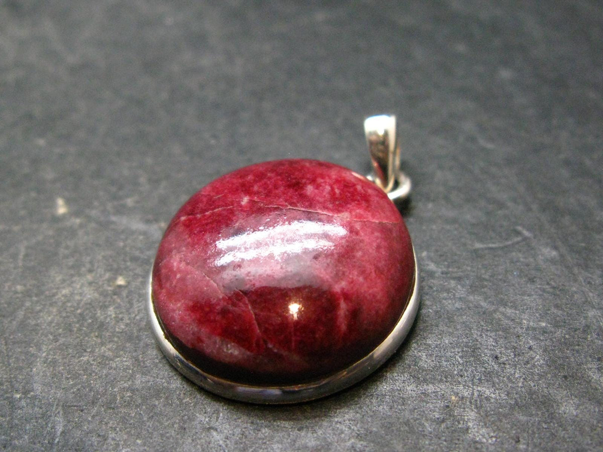 Thulite Silver Plated Pendant From Norway - 1.2" - 7.0 Grams