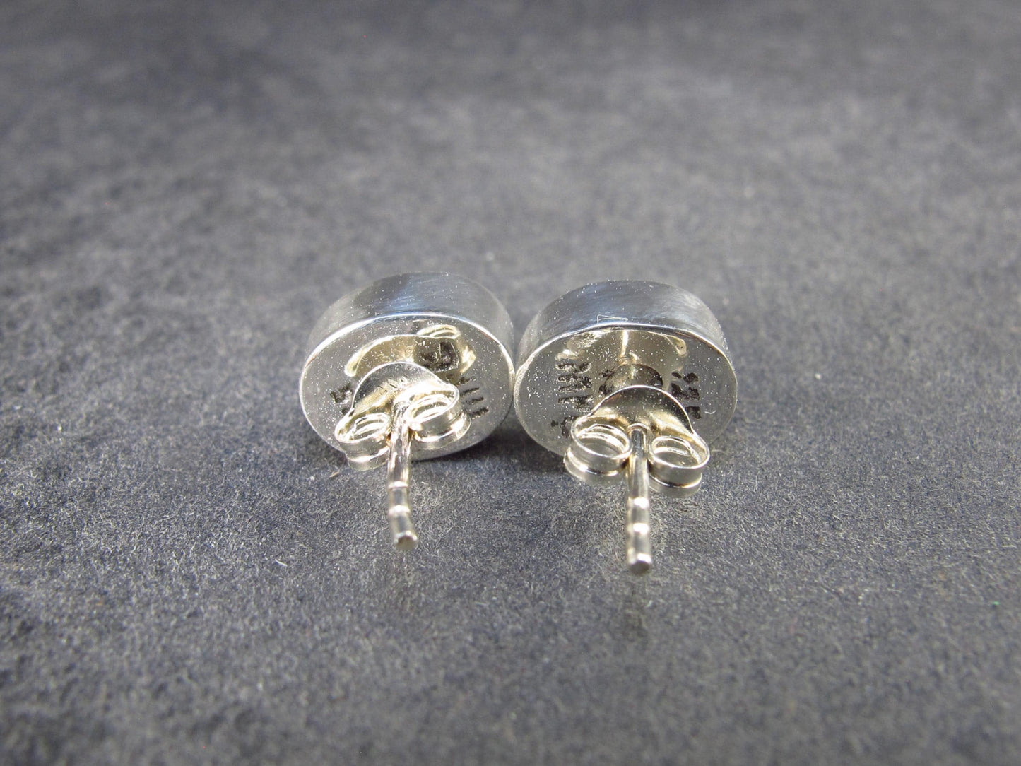 Facetted Moldavite Tektite Stud Earrings in Sterling Silver from Czech Republic - 2.39 Grams