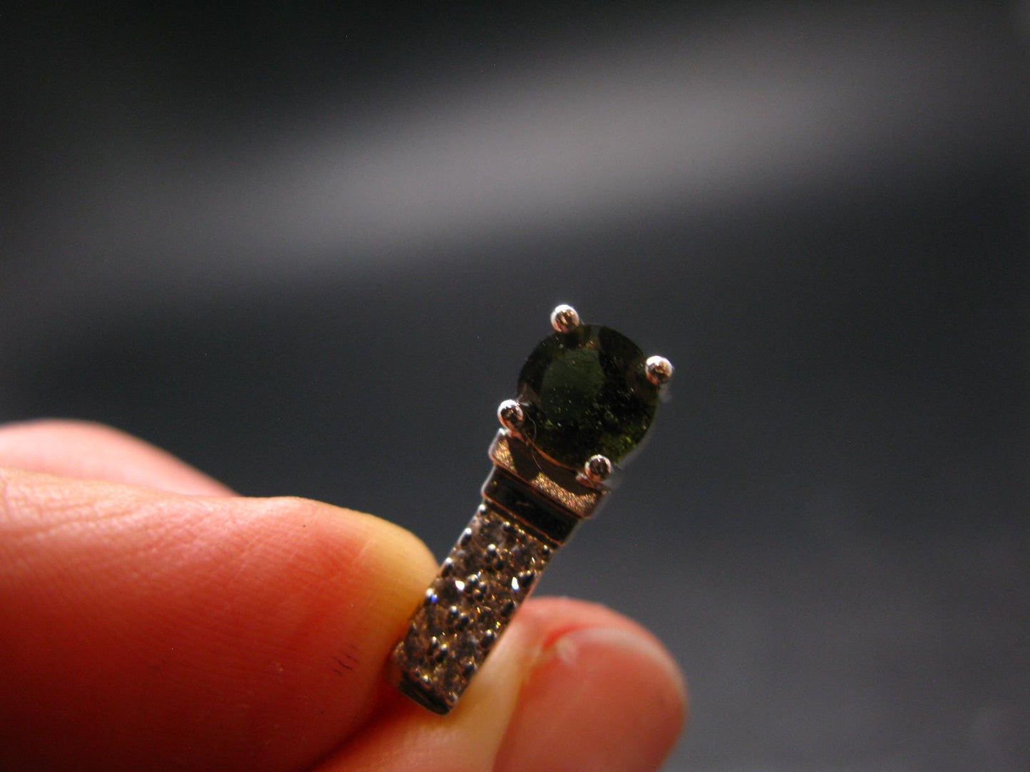 Moldavite Tektite Silver Pendant from Czech Republic - 0.7" - 1.70 Grams