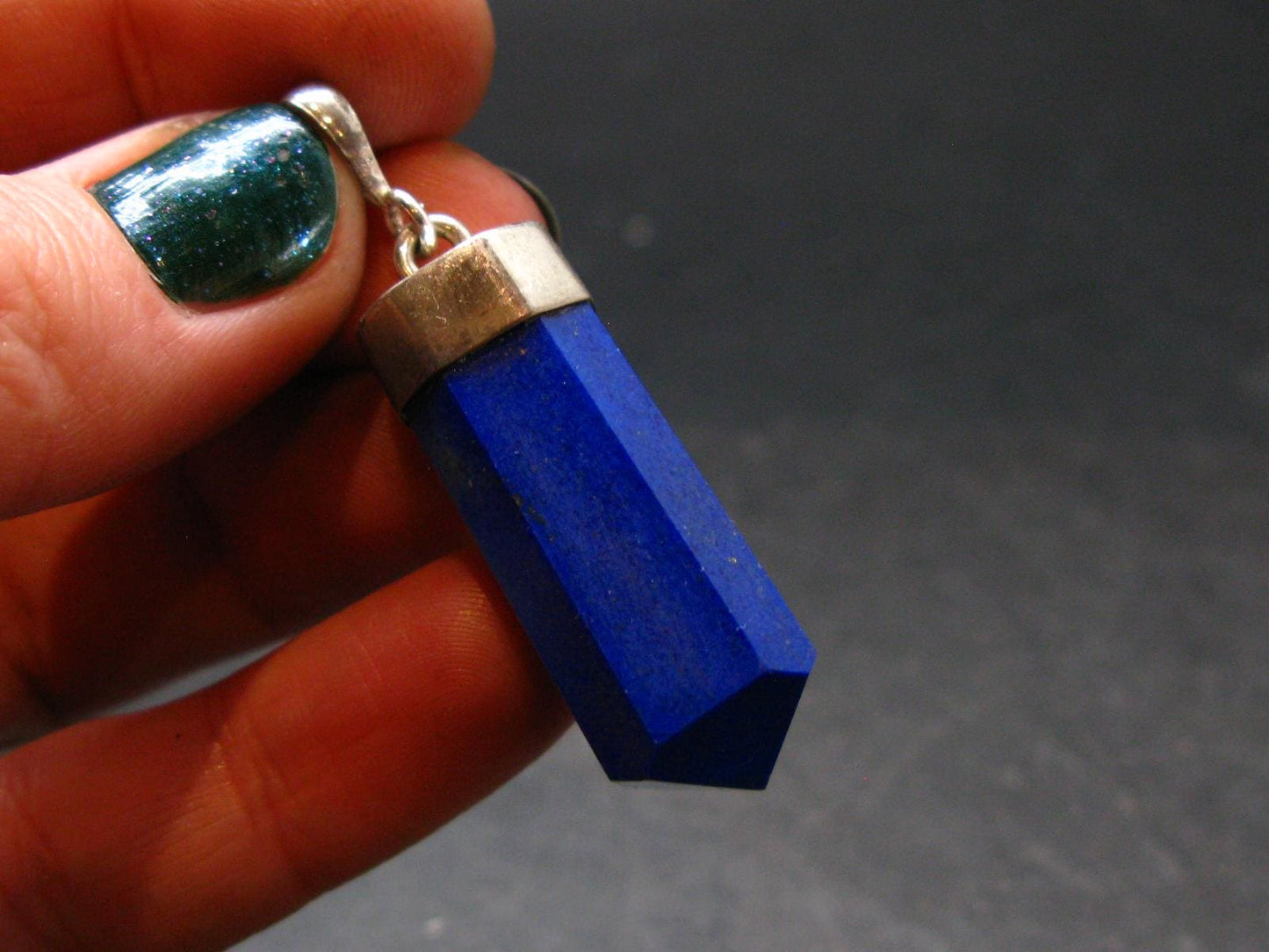 Lapis Lazuli Silver Pendant From Afghanistan - 1.8" - 10.44 Grams