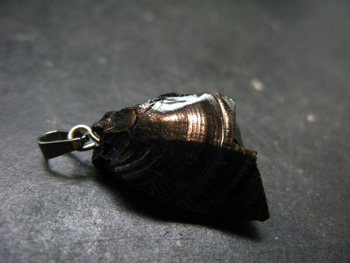 Unpolished Elite Shungite Silver Pendant from Russia - 1.1" - 1.82 Grams