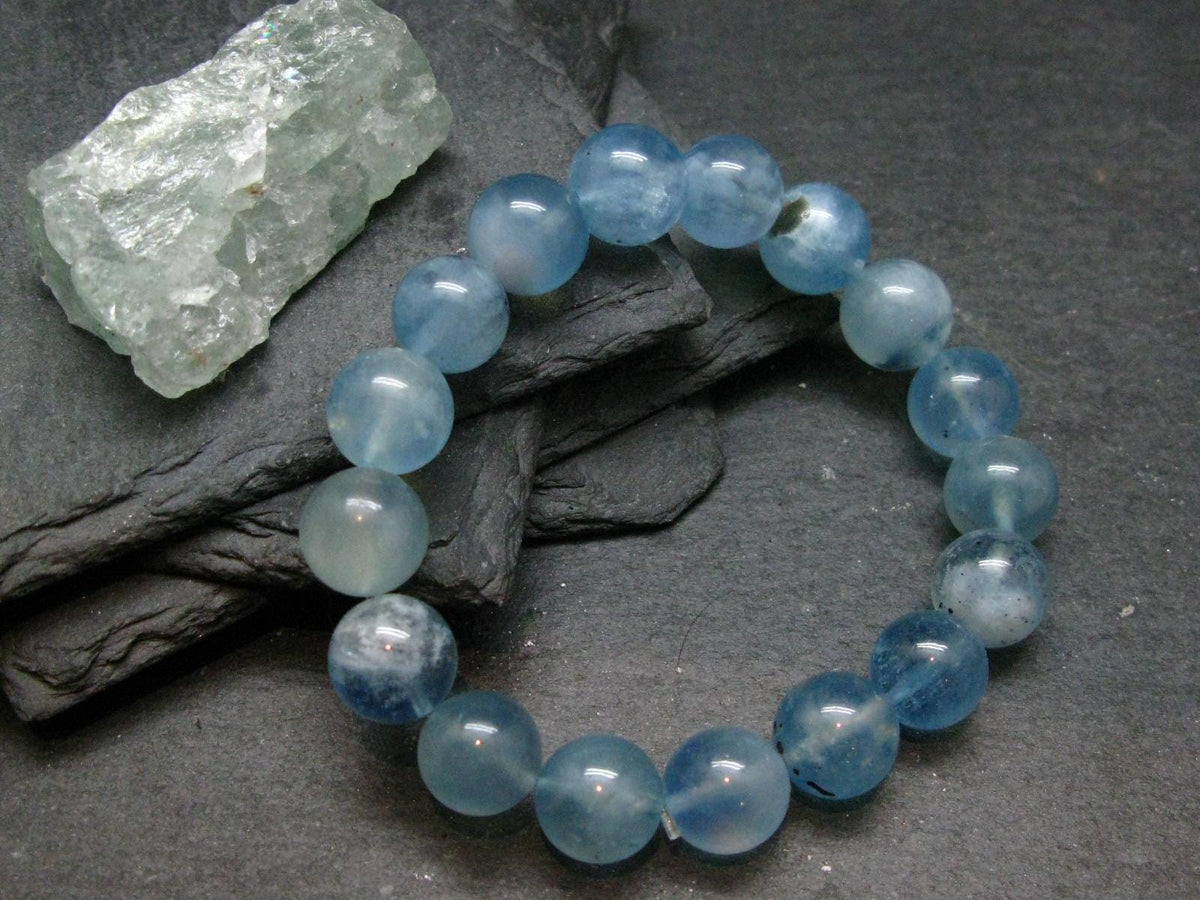 Santa Maria Aquamarine Genuine Bracelet ~ 7 Inches ~ 12mm Round Beads