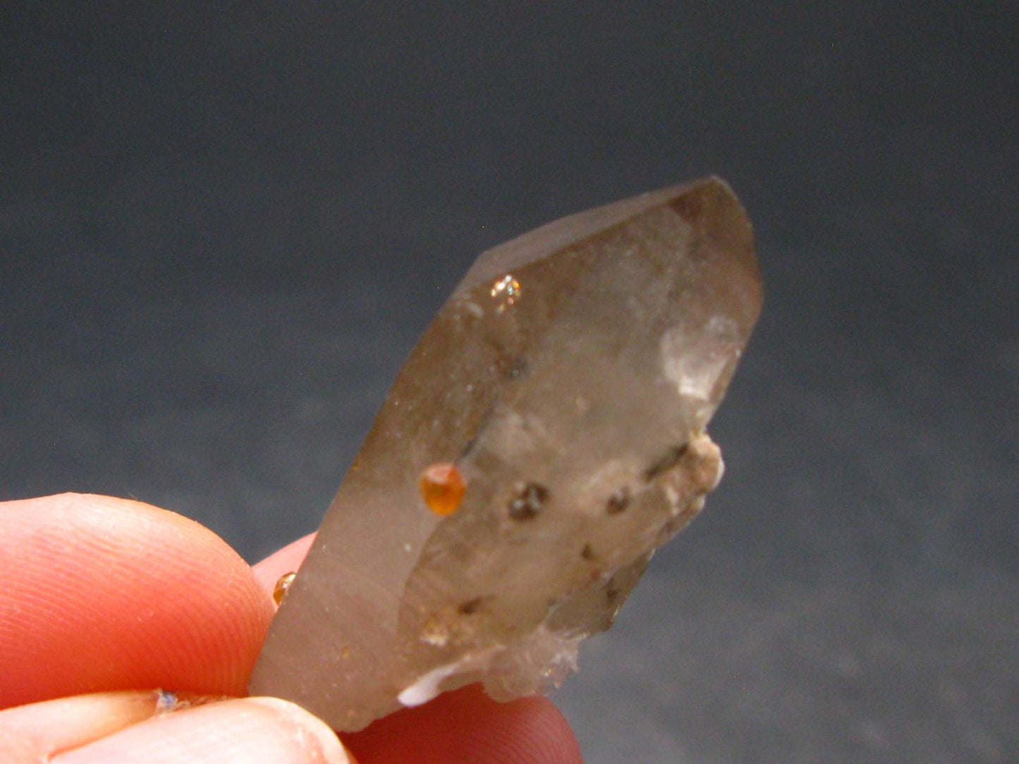 Spessartine Spessartite Garnet On Smoky Quartz Crystal From China - 1.3" - 8.43 Grams