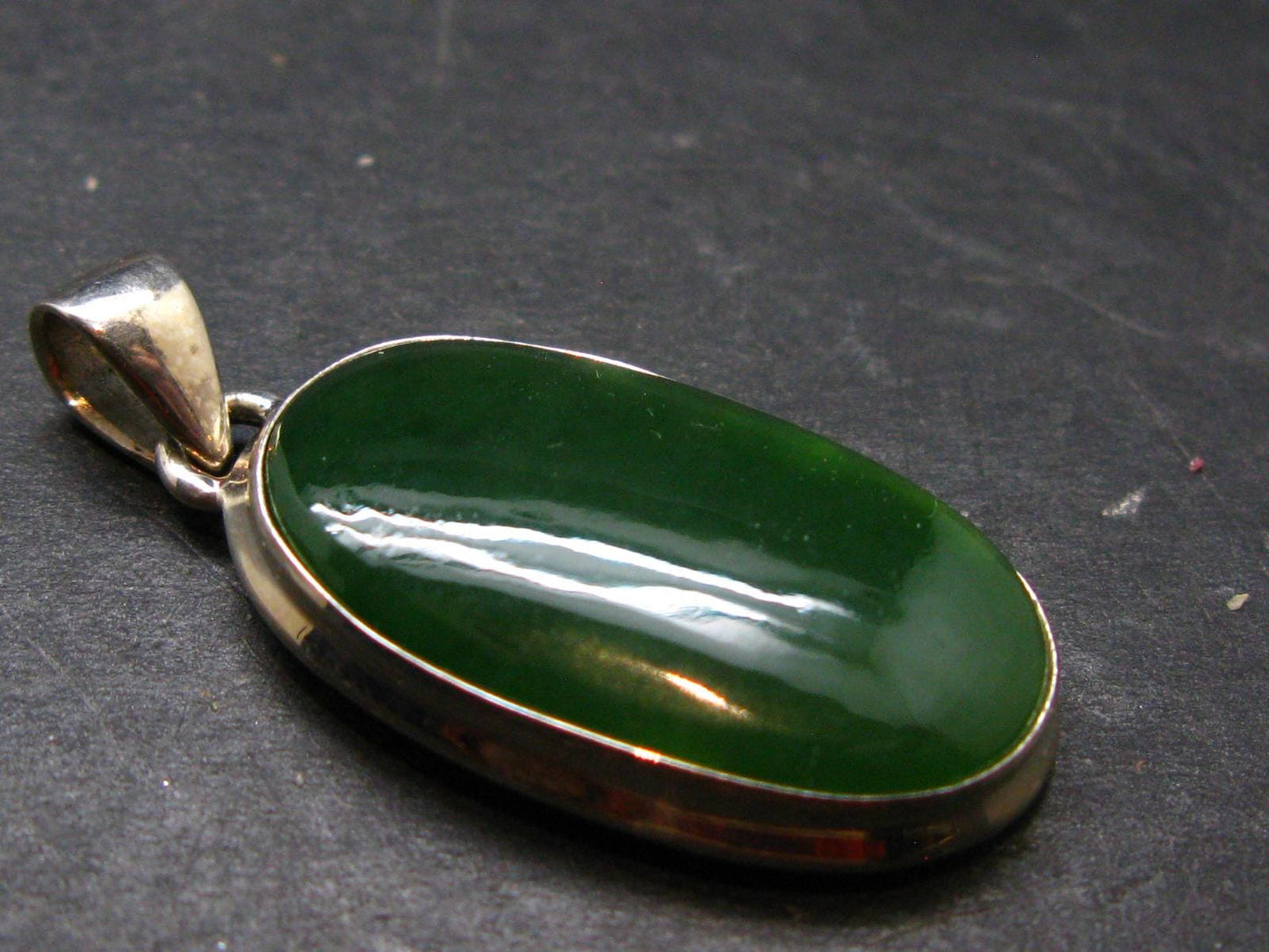 Nephrite Jade Silver Pendant From Canada - 1.4" - 6.94 Grams