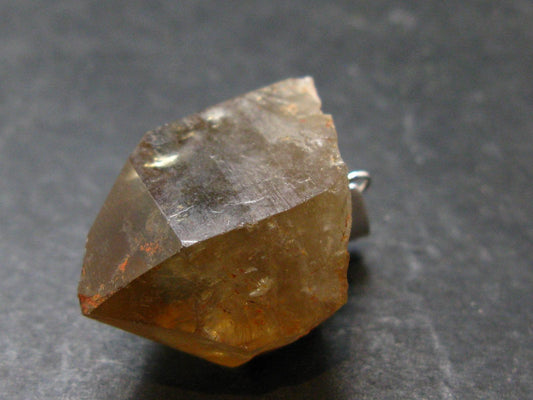 Natural Unheated Citrine Sterling Silver Pendant from Zambia - 1.2" - 8.33 Grams