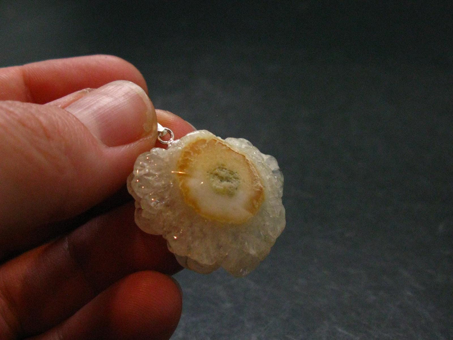 Anandalite Quartz Crystal Silver Pendant From India - 1.2" - 6.91 Grams