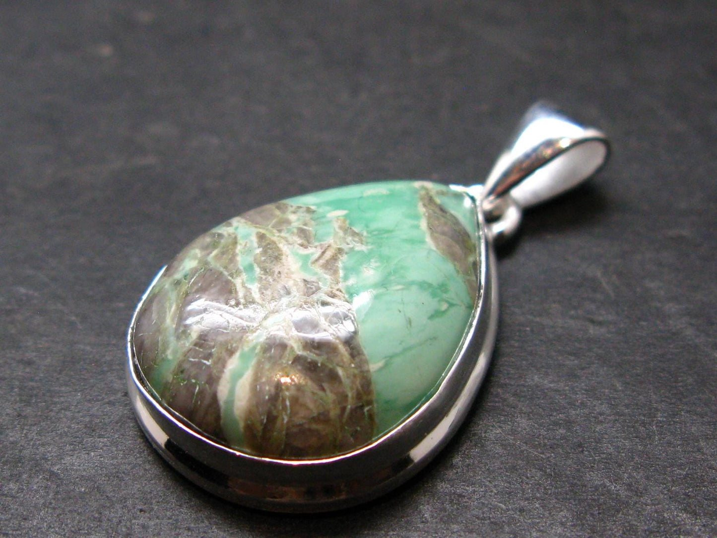 Rare Variscite Silver Plated Pendant from Utah - 1.4" - 6.79 Grams