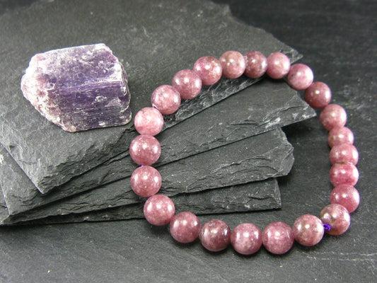 Lepidolite Genuine Bracelet ~ 7 Inches ~ 8mm Round Beads