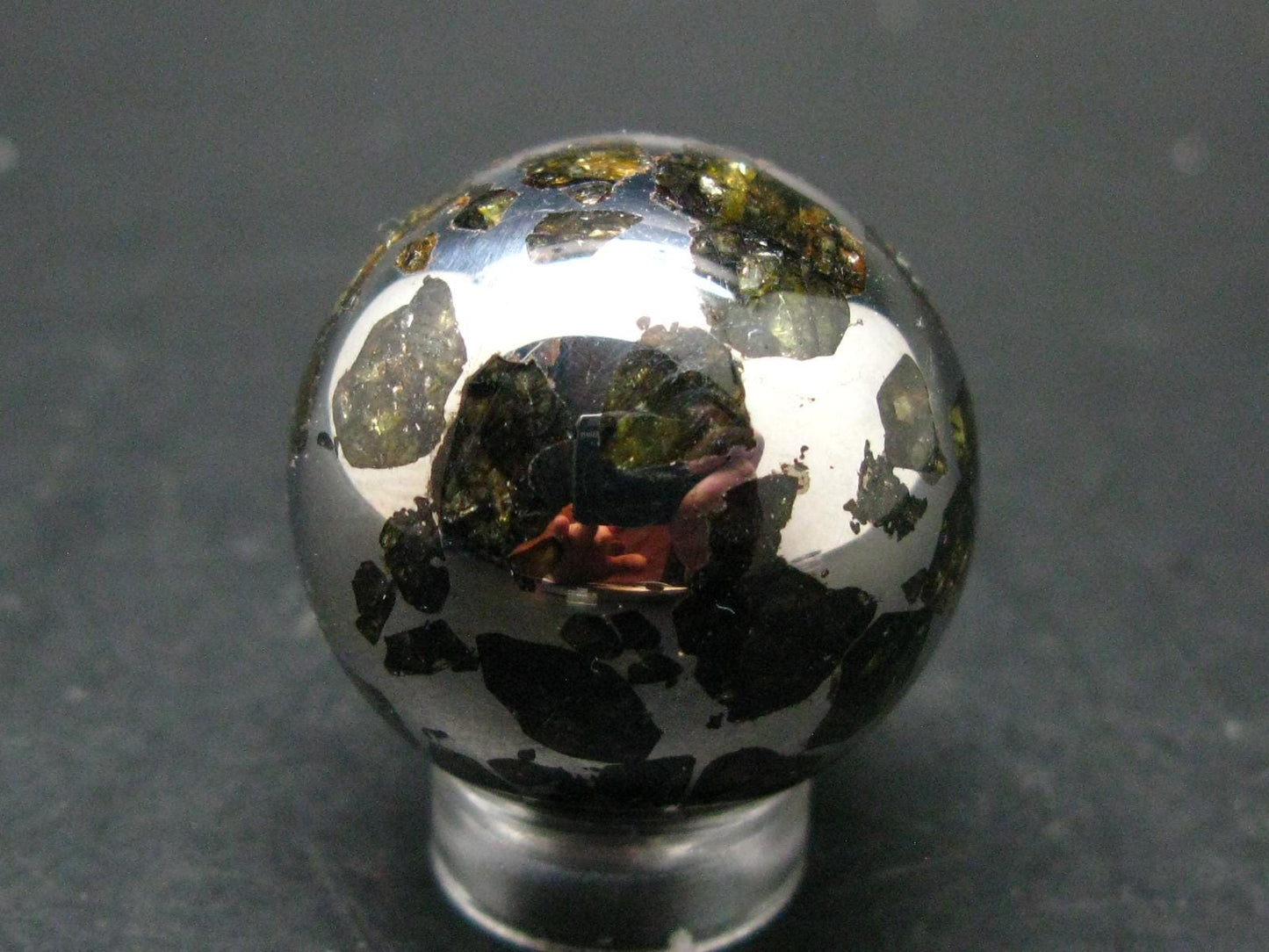 Large Seymchan Meteorite Pallasite Olivine Sphere Ball From Russia - 1.1" - 51.19 Grams